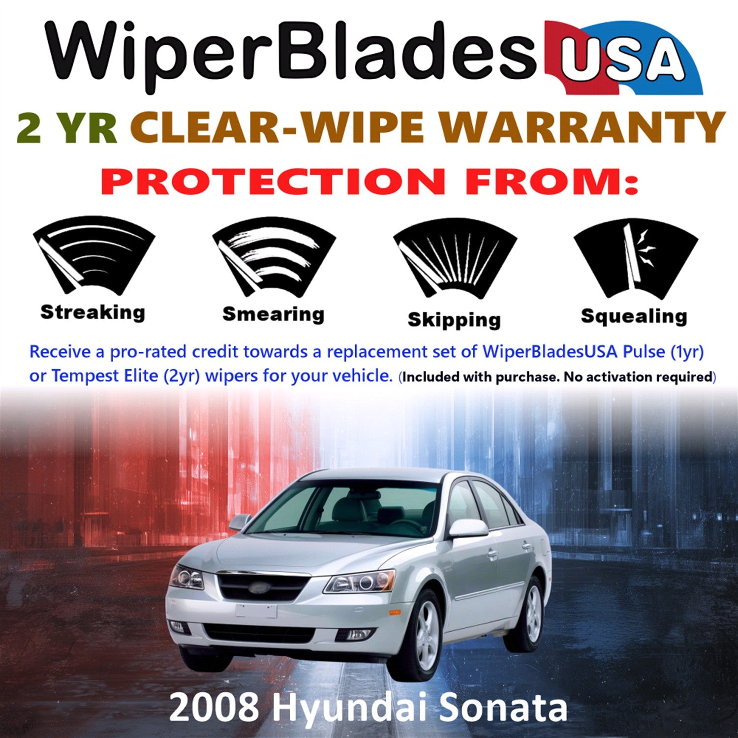 2008 Hyundai Sonata Front Wiper blades Set  Includes 2yr Wear Warranty & Free Delivery