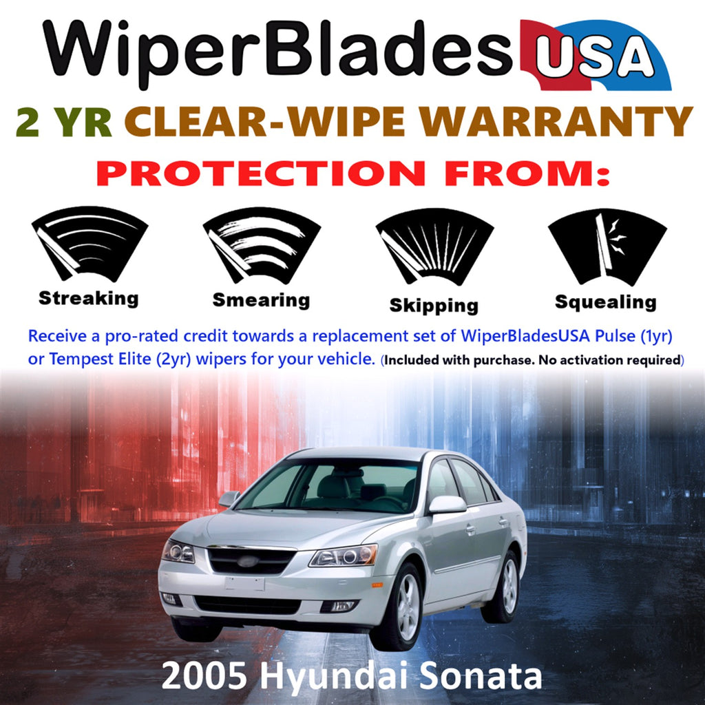 2005 Hyundai Sonata Front Wiper blades Set  Includes 2yr Wear Warranty & Free Delivery