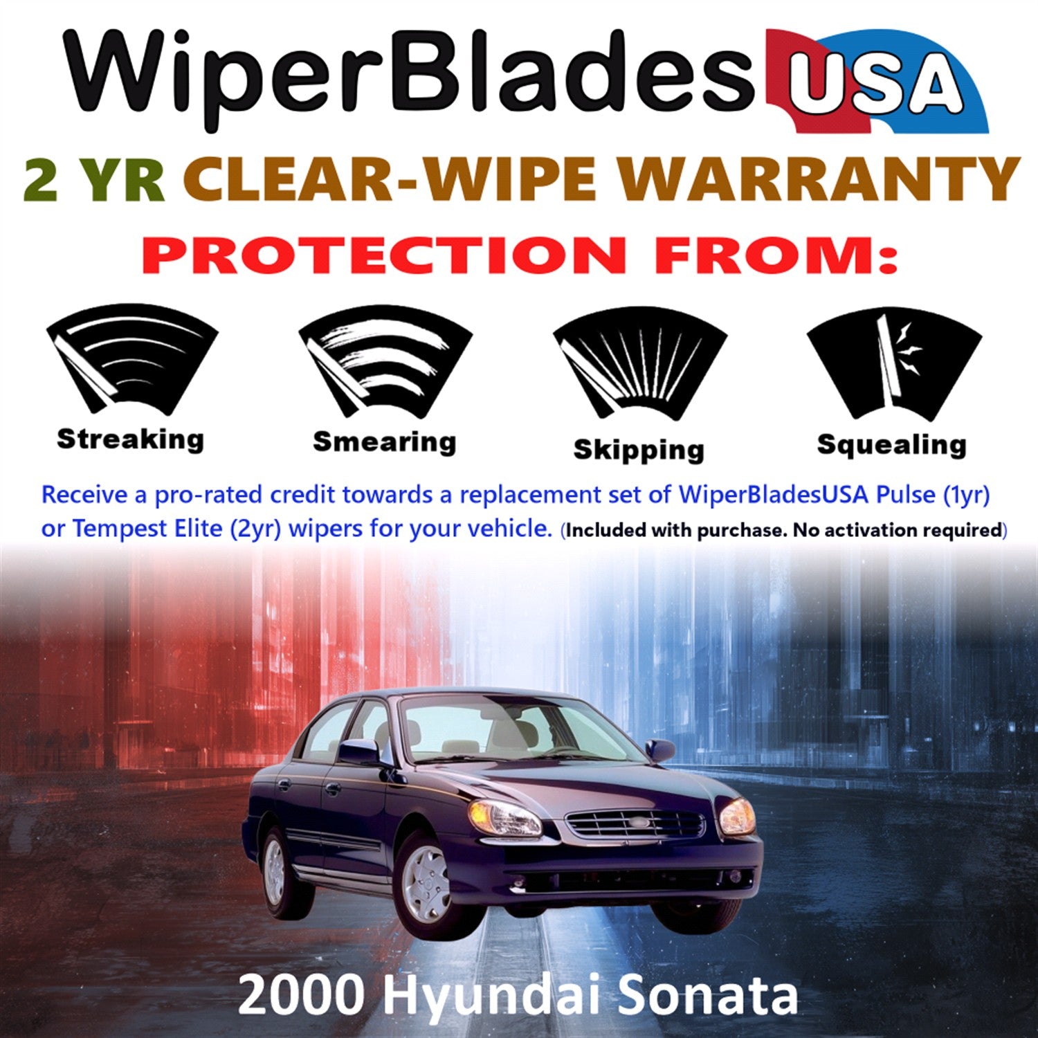 2000 Hyundai Sonata Front Wiper blades Set  Includes 2yr Wear Warranty & Free Delivery
