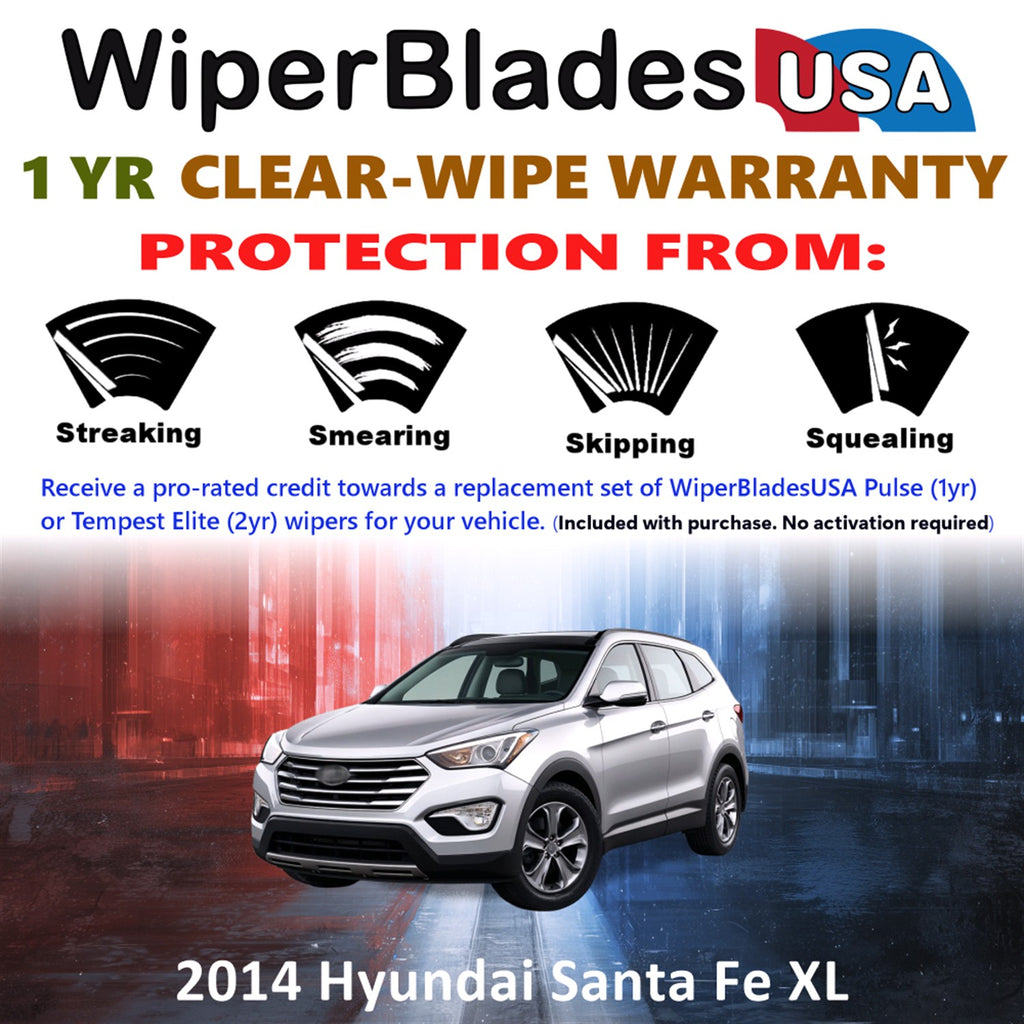 2014 Hyundai Santa Fe XL Front Wiper blades Set Includes 1yr Wear Warranty & Free Delivery