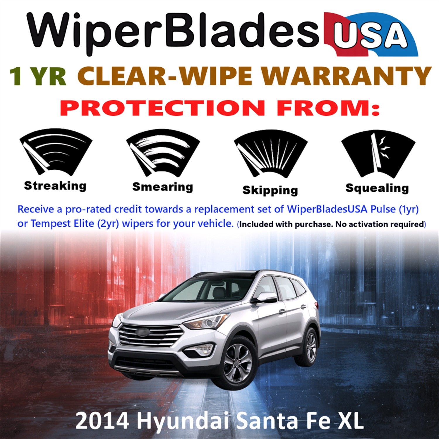 2014 Hyundai Santa Fe XL Front Wiper blades Set Includes 1yr Wear Warranty & Free Delivery