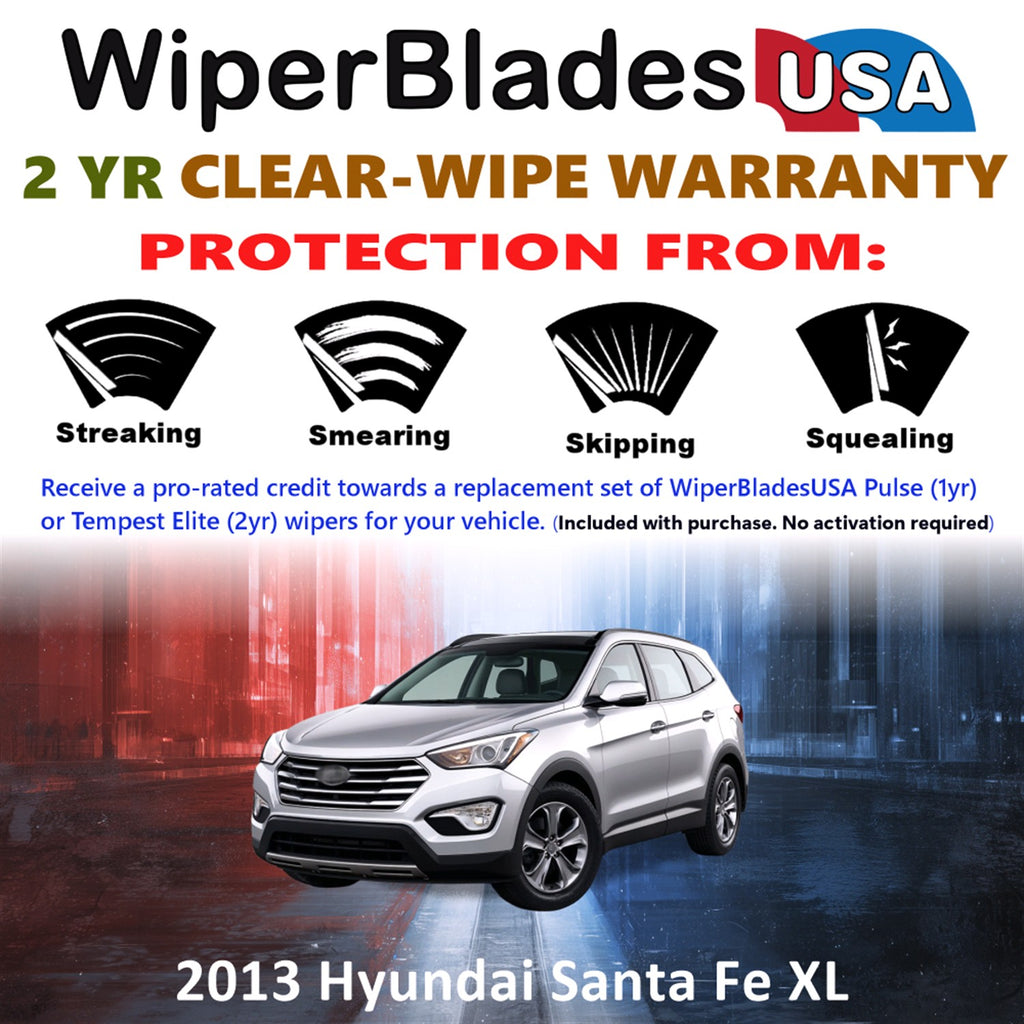 2013 Hyundai Santa Fe XL Front Wiper blades Set  Includes 2yr Wear Warranty & Free Delivery