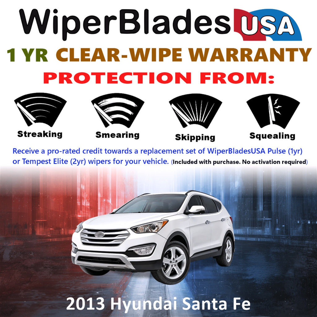 2013 Hyundai Santa Fe Front Wiper blades Set Includes 1yr Wear Warranty & Free Delivery