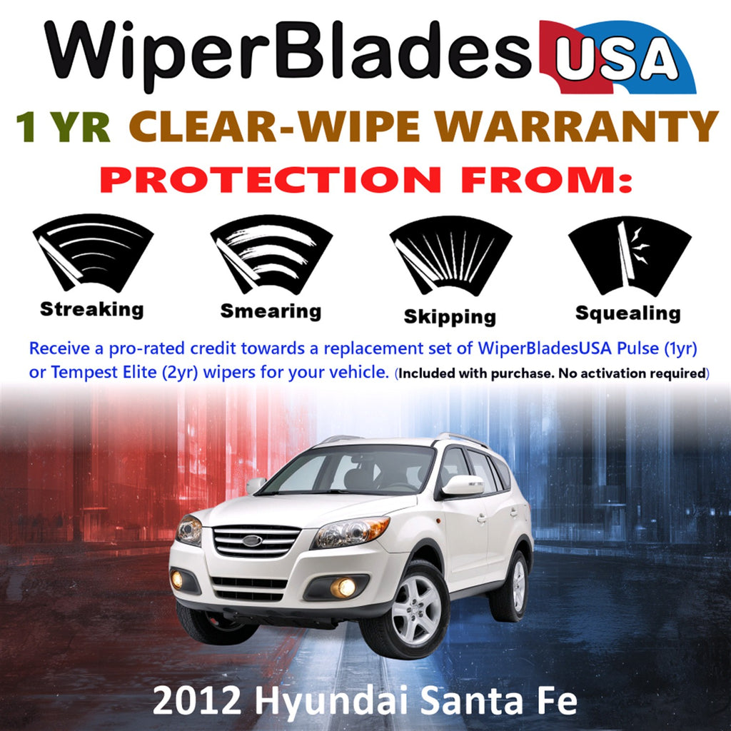 2012 Hyundai Santa Fe Front w/Rear Wiper blades Set Includes 1yr Wear Warranty & Free Delivery
