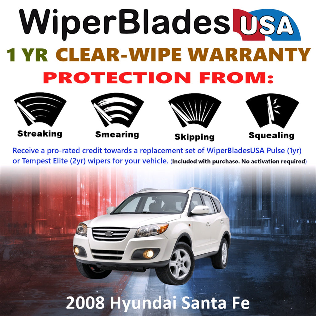 2008 Hyundai Santa Fe Front w/Rear Wiper blades Set Includes 1yr Wear Warranty & Free Delivery