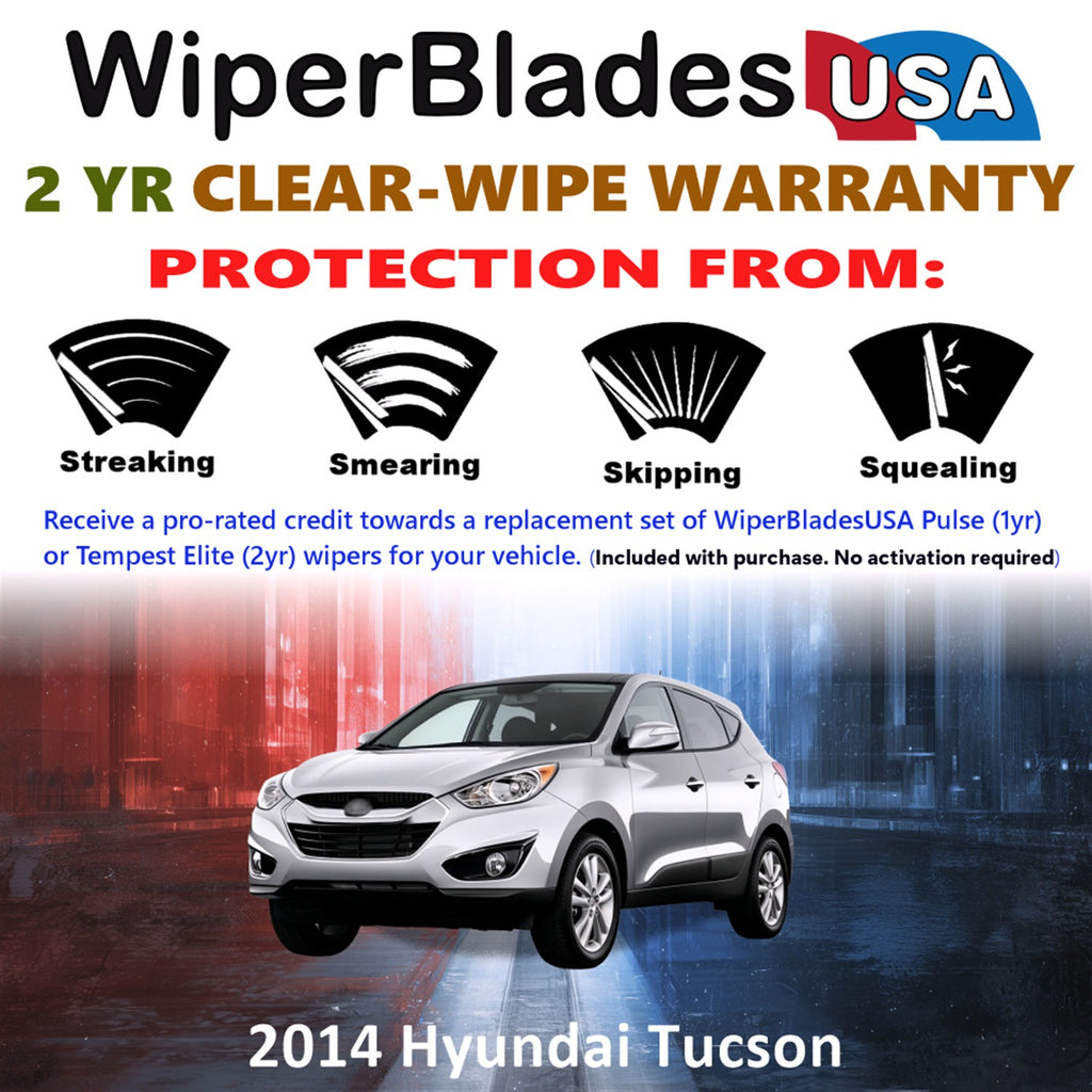 2014 Hyundai Tucson Front w/Rear Wiper blades Set  Includes 2yr Wear Warranty & Free Delivery