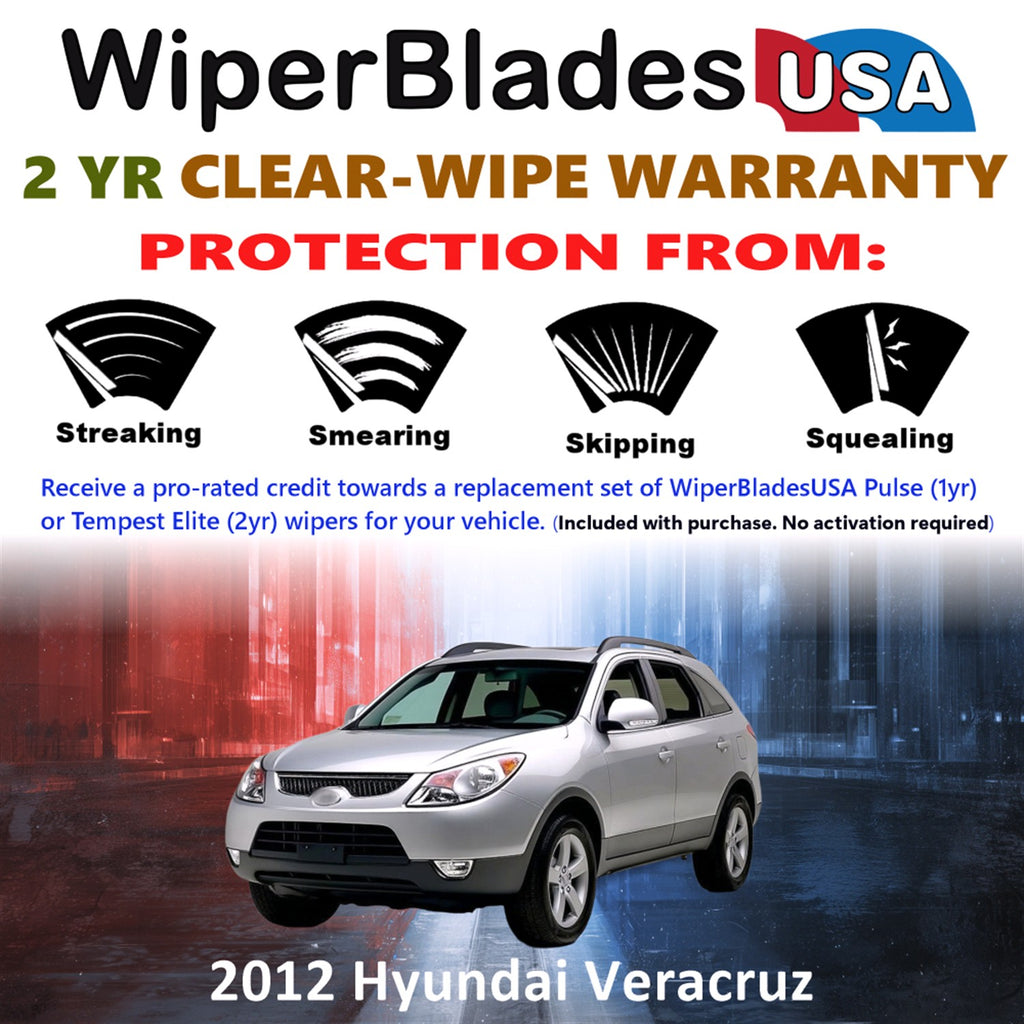 2012 Hyundai Veracruz Front Wiper blades Set  Includes 2yr Wear Warranty & Free Delivery