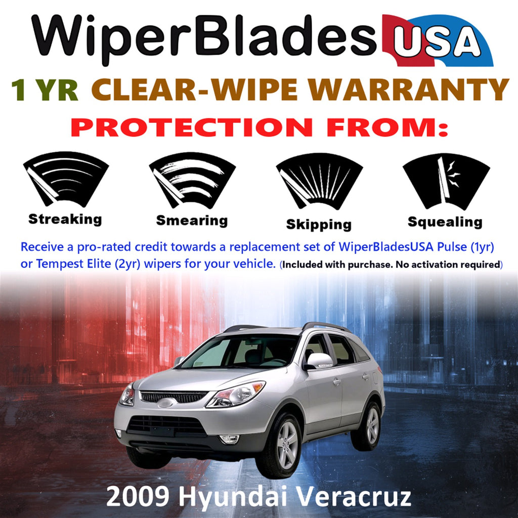 2009 Hyundai Veracruz Front Wiper blades Set Includes 1yr Wear Warranty & Free Delivery