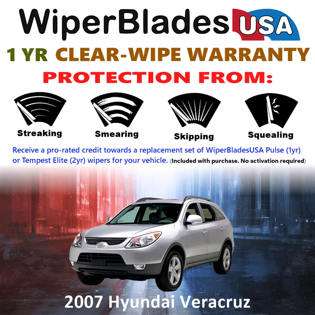 2007 Hyundai Veracruz Front Wiper blades Set Includes 1yr Wear Warranty & Free Delivery