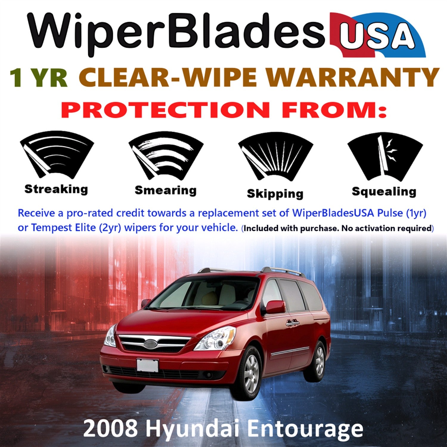 2008 Hyundai Entourage Front Wiper blades Set Includes 1yr Wear Warranty & Free Delivery