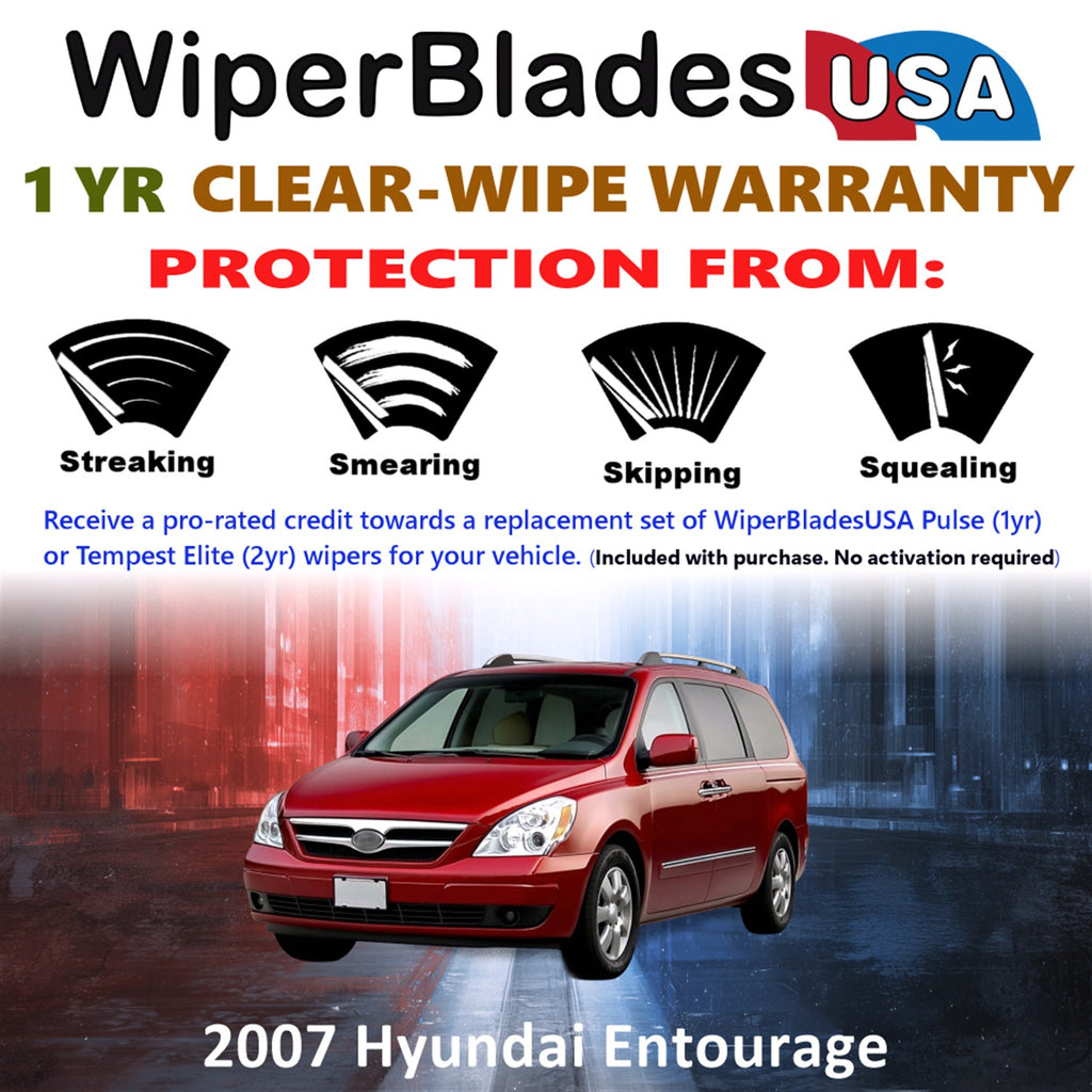 2007 Hyundai Entourage Front Wiper blades Set Includes 1yr Wear Warranty & Free Delivery