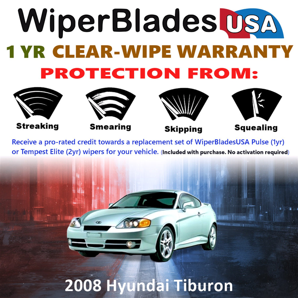 2008 Hyundai Tiburon Front Wiper blades Set Includes 1yr Wear Warranty & Free Delivery