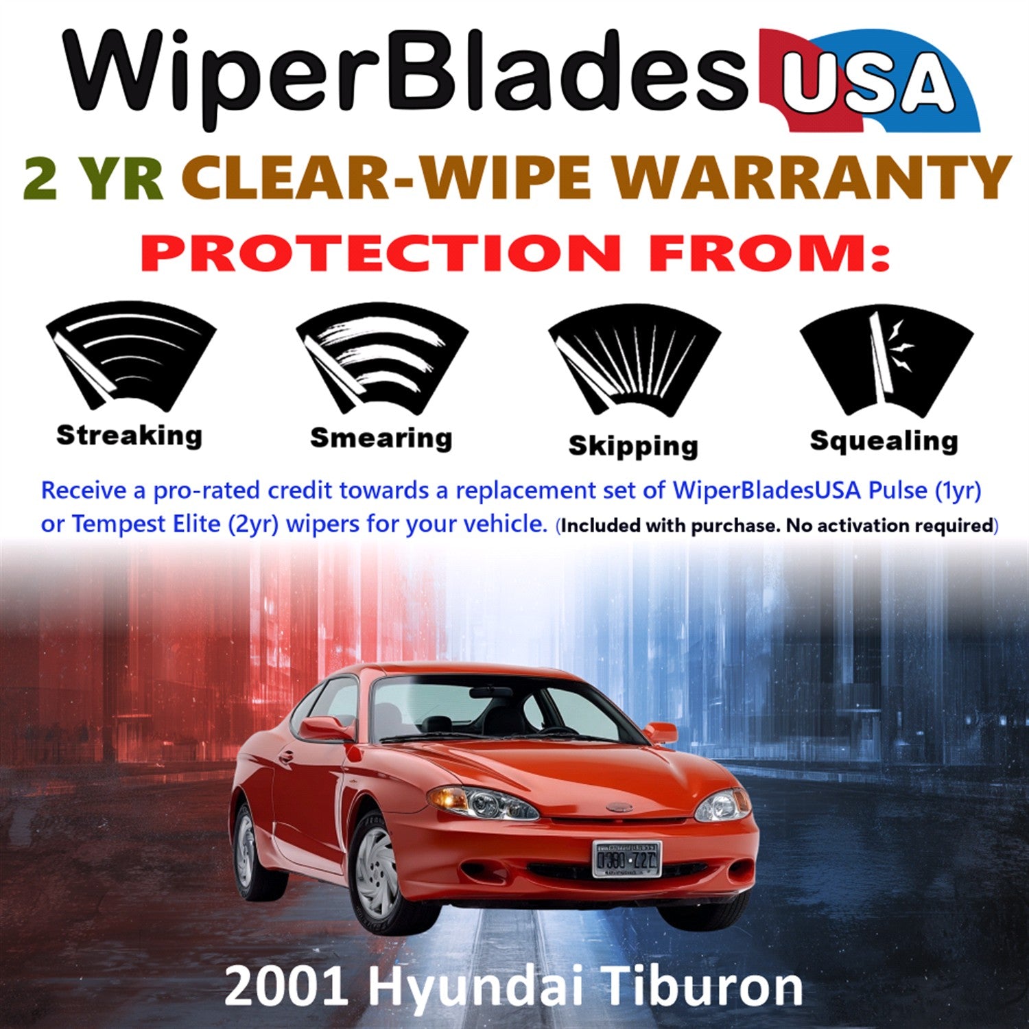 2001 Hyundai Tiburon Front Wiper blades Set  Includes 2yr Wear Warranty & Free Delivery