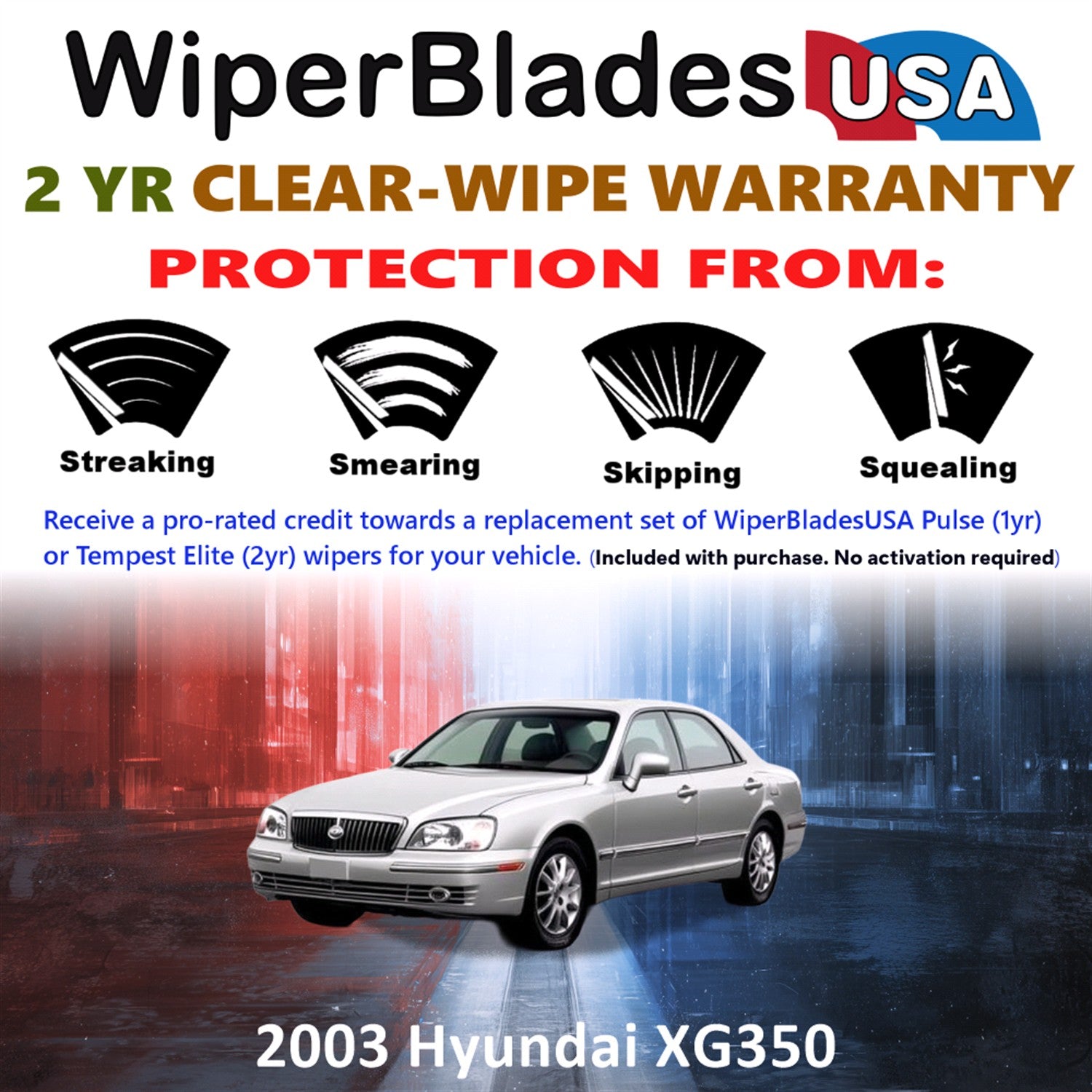 2003 Hyundai XG350 Front Wiper blades Set  Includes 2yr Wear Warranty & Free Delivery