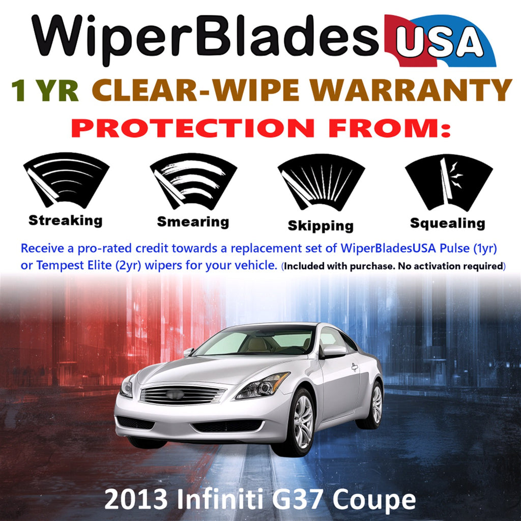 2013 Infiniti G37 Front Wiper blades Set Includes 1yr Wear Warranty & Free Delivery