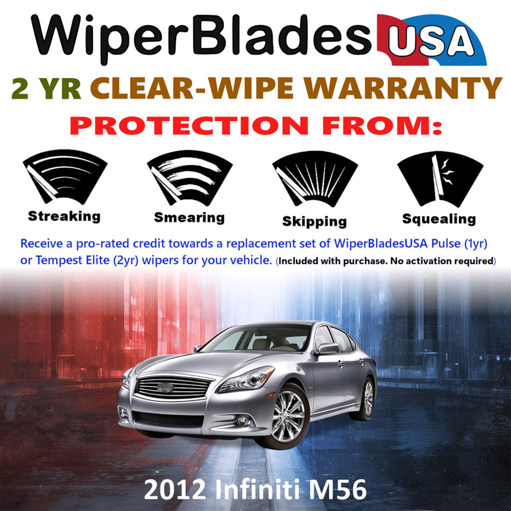 2012 Infiniti M56 Front Wiper blades Set  Includes 2yr Wear Warranty & Free Delivery