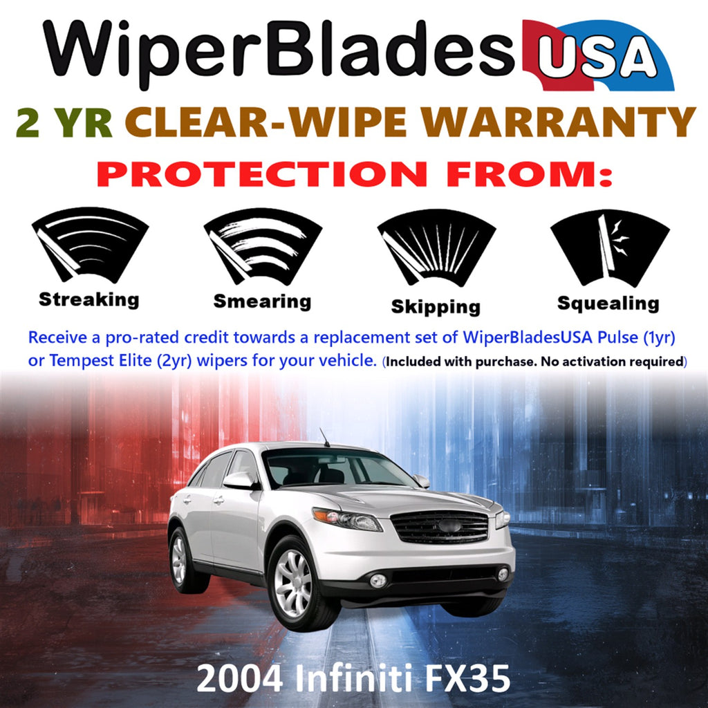 2004 Infiniti FX35 Front Wiper blades Set  Includes 2yr Wear Warranty & Free Delivery