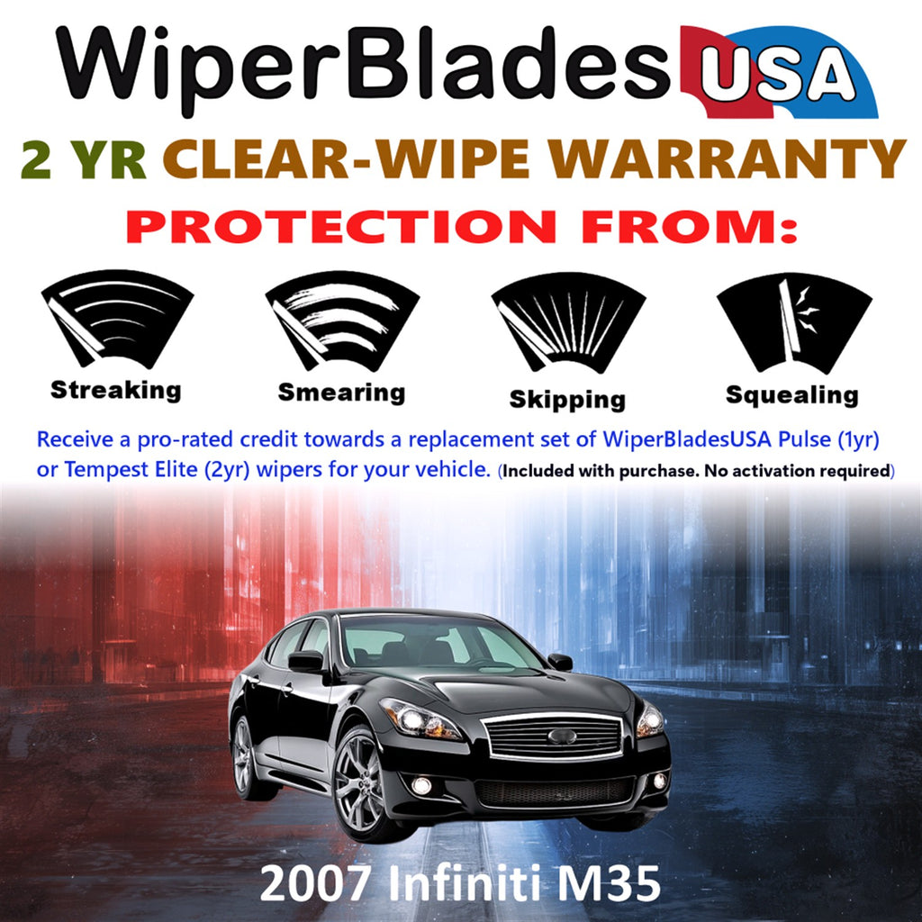 2007 Infiniti M35 Front Wiper blades Set  Includes 2yr Wear Warranty & Free Delivery