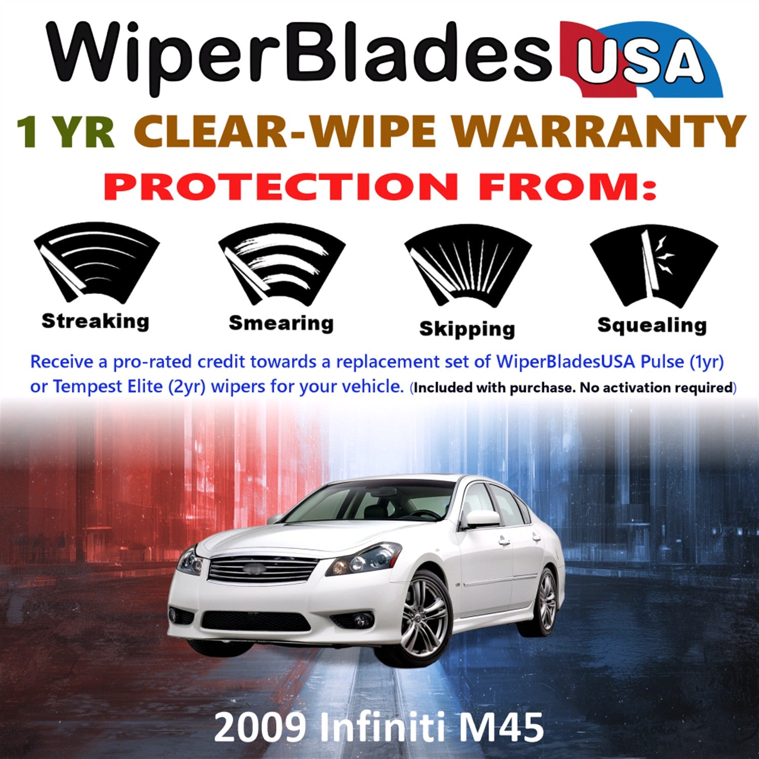 2009 Infiniti M45 Front Wiper blades Set Includes 1yr Wear Warranty & Free Delivery
