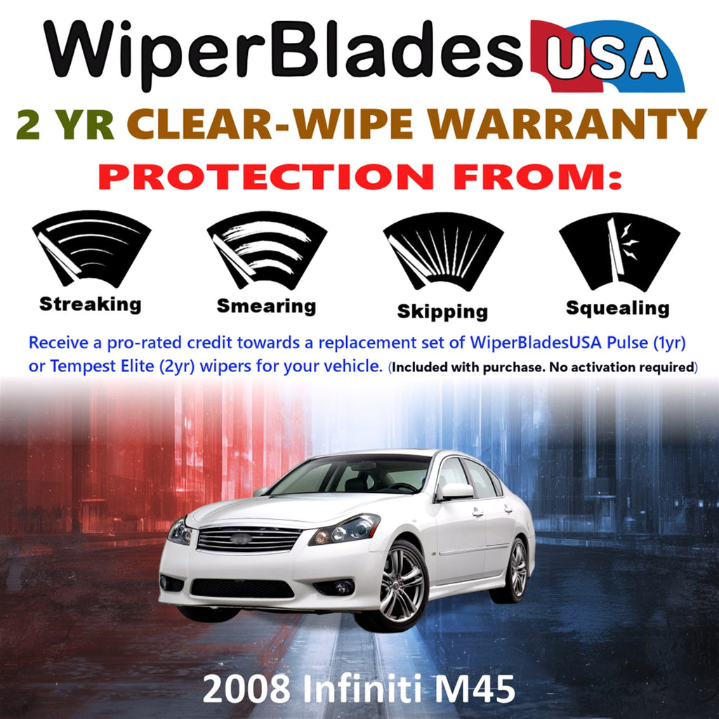 2008 Infiniti M45 Front Wiper blades Set  Includes 2yr Wear Warranty & Free Delivery