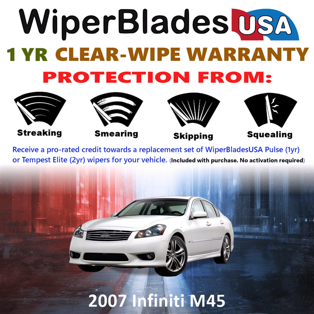 2007 Infiniti M45 Front Wiper blades Set Includes 1yr Wear Warranty & Free Delivery