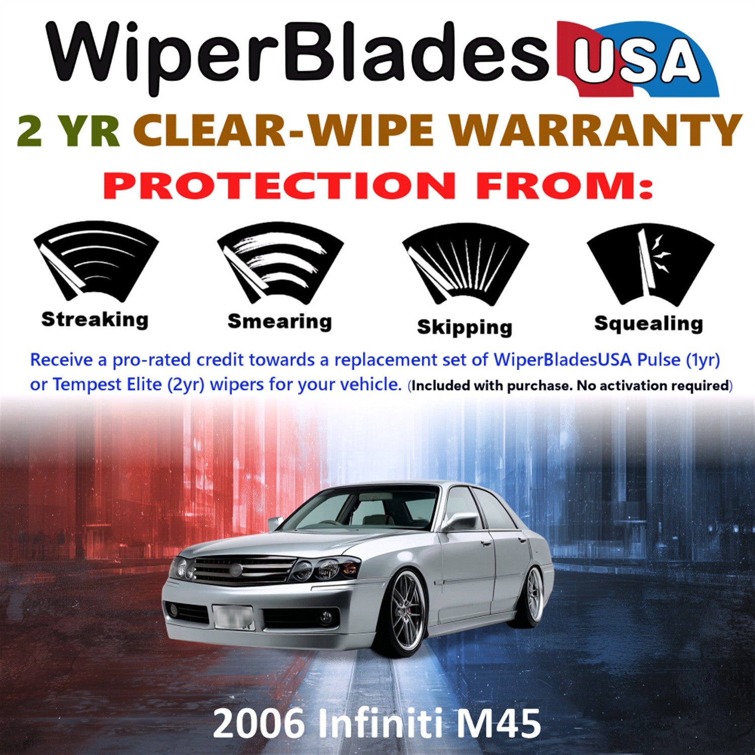 2006 Infiniti M45 Front Wiper blades Set  Includes 2yr Wear Warranty & Free Delivery