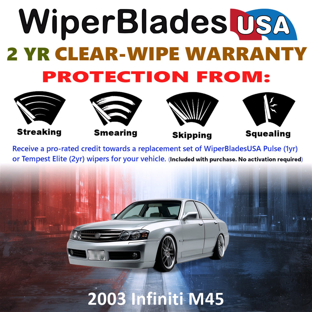 2003 Infiniti M45 Front Wiper blades Set  Includes 2yr Wear Warranty & Free Delivery