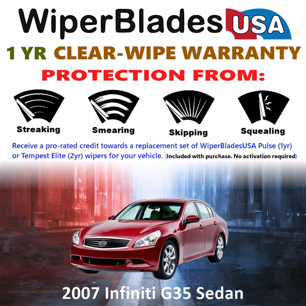2007 Infiniti G35 Front Wiper blades Set Includes 1yr Wear Warranty & Free Delivery