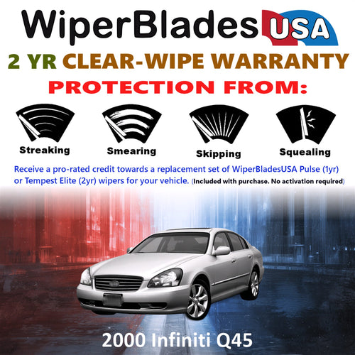 2000 Infiniti Q45 Front Wiper blades Set  Includes 2yr Wear Warranty & Free Delivery