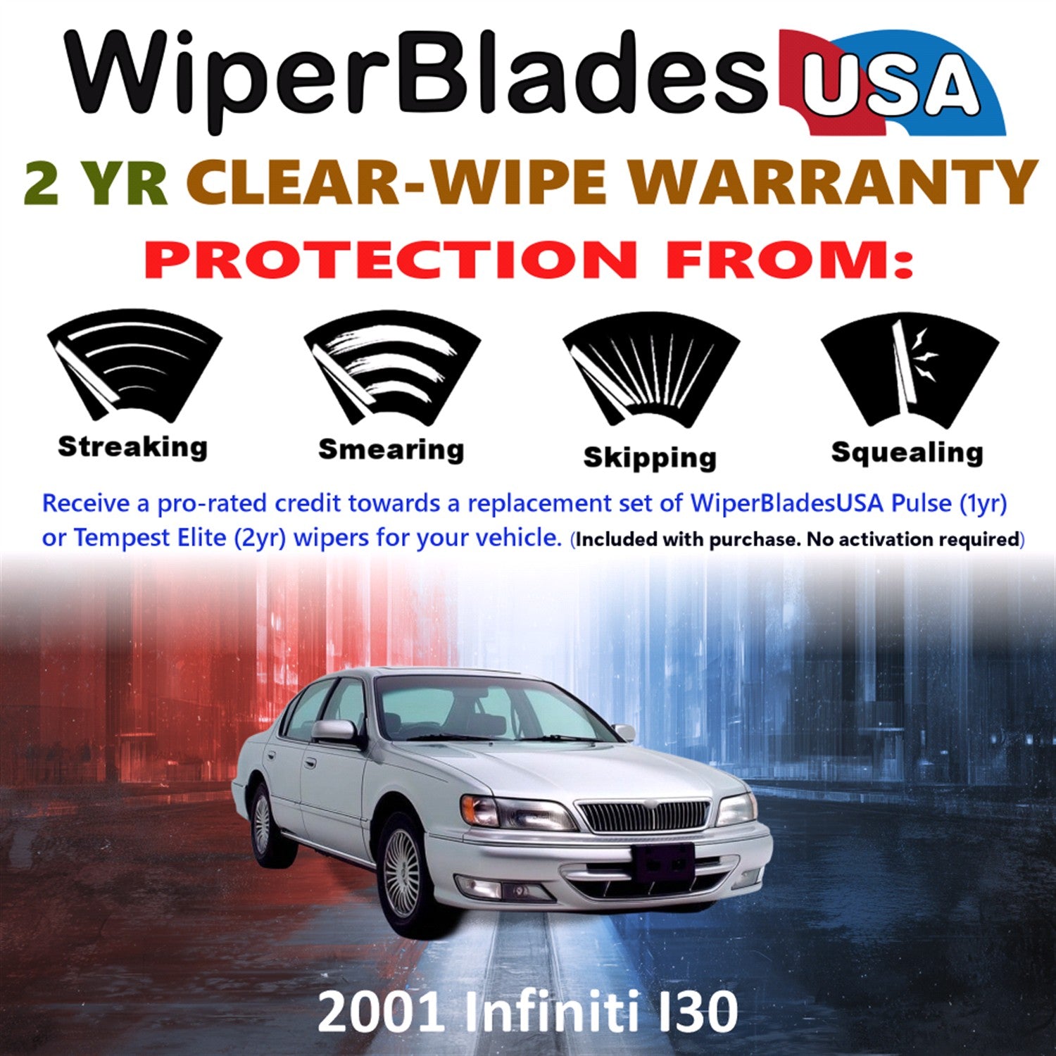 2001 Infiniti I30 Front Wiper blades Set  Includes 2yr Wear Warranty & Free Delivery