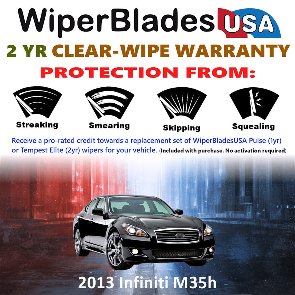 2013 Infiniti M35h Front Wiper blades Set  Includes 2yr Wear Warranty & Free Delivery