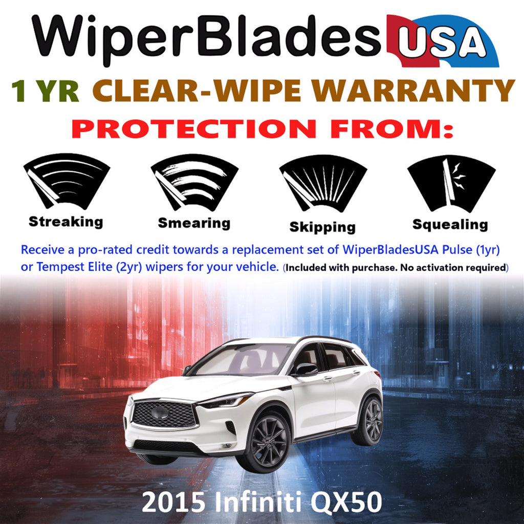 2015 Infiniti QX50 Front Wiper blades Set Includes 1yr Wear Warranty & Free Delivery