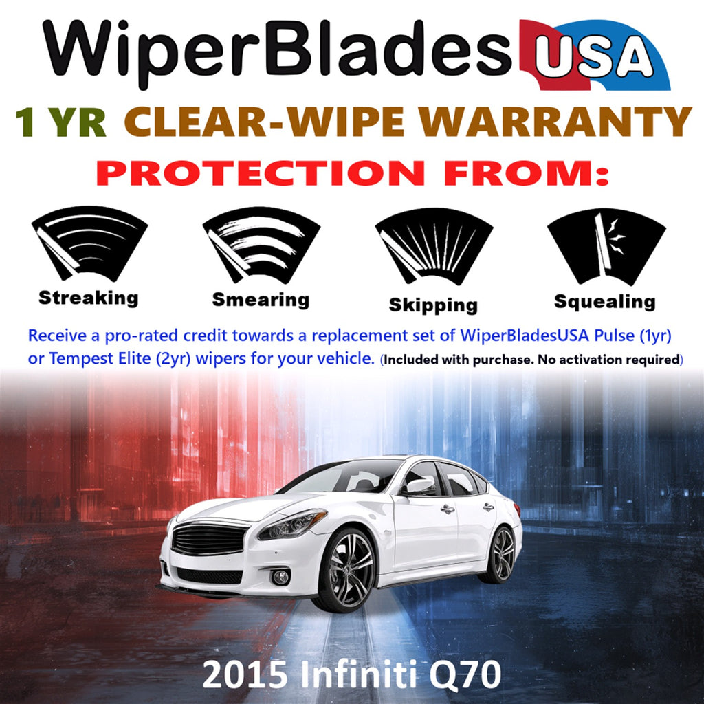 2015 Infiniti Q70 Front Wiper blades Set Includes 1yr Wear Warranty & Free Delivery