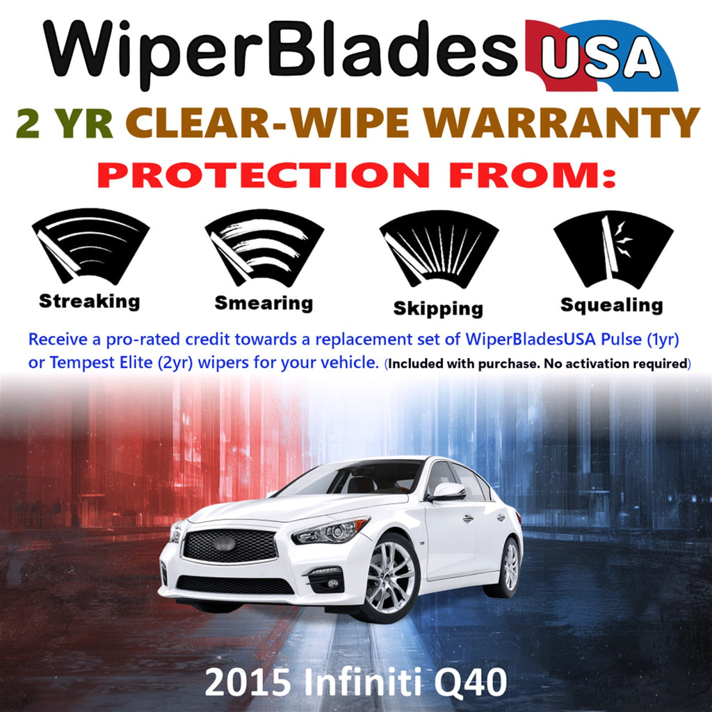 2015 Infiniti Q40 Front Wiper blades Set  Includes 2yr Wear Warranty & Free Delivery