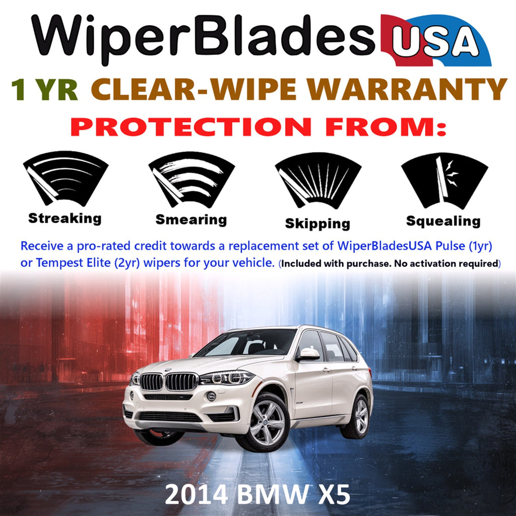 2014 BMW X5 Front w/Rear Wiper blades Set Includes 1yr Wear Warranty & Free Delivery