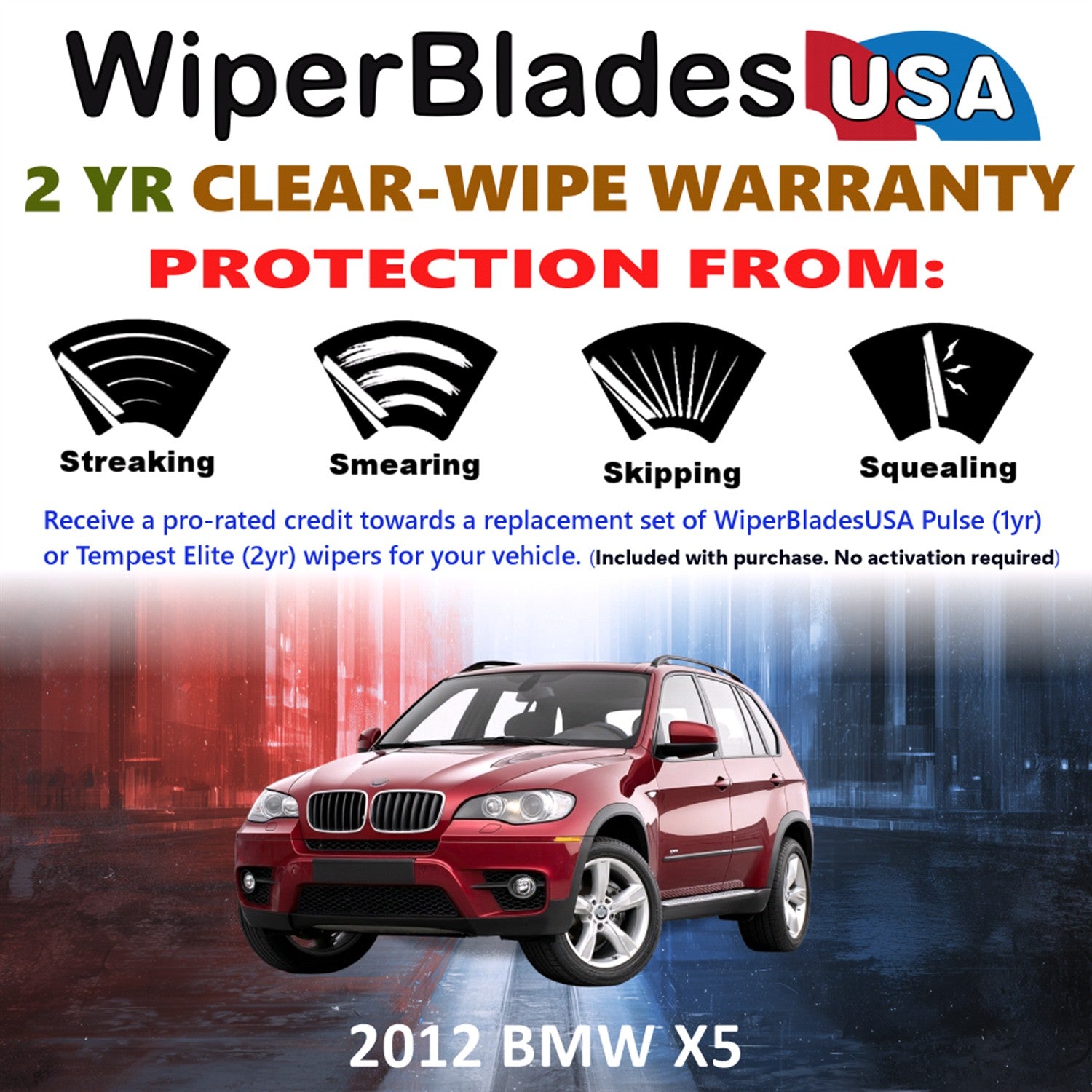 2012 BMW X5 Front Wiper blades Set  Includes 2yr Wear Warranty & Free Delivery