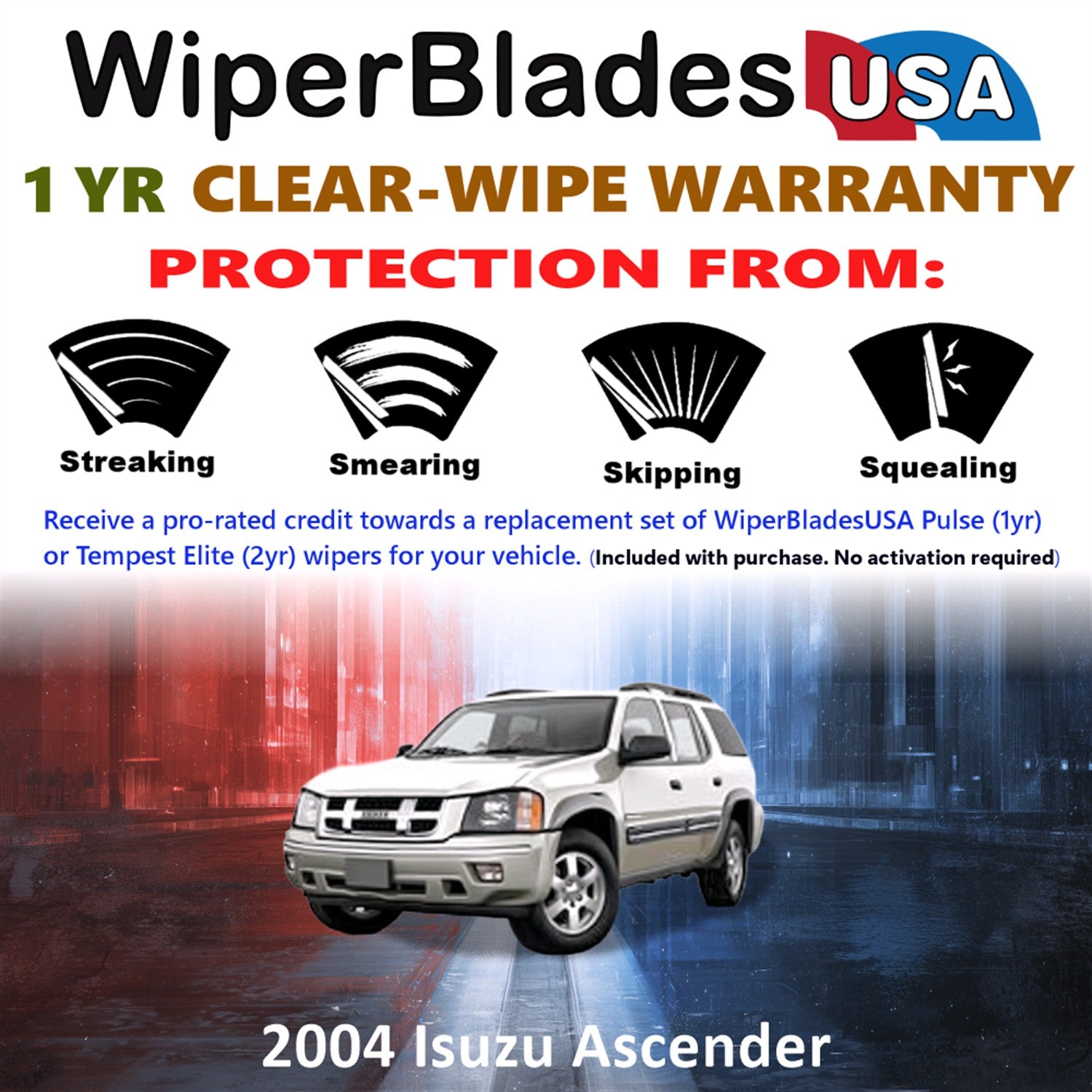 2004 Isuzu Ascender Front Wiper blades Set Includes 1yr Wear Warranty & Free Delivery