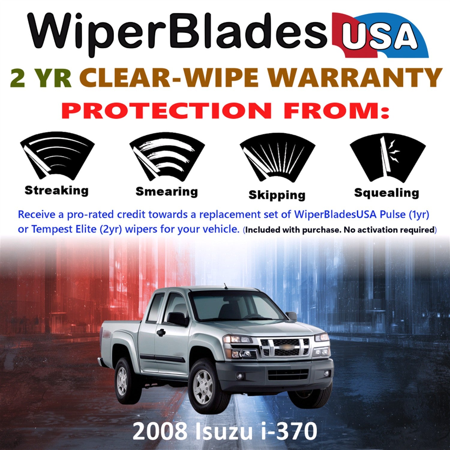 2008 Isuzu i-370 Front Wiper blades Set  Includes 2yr Wear Warranty & Free Delivery