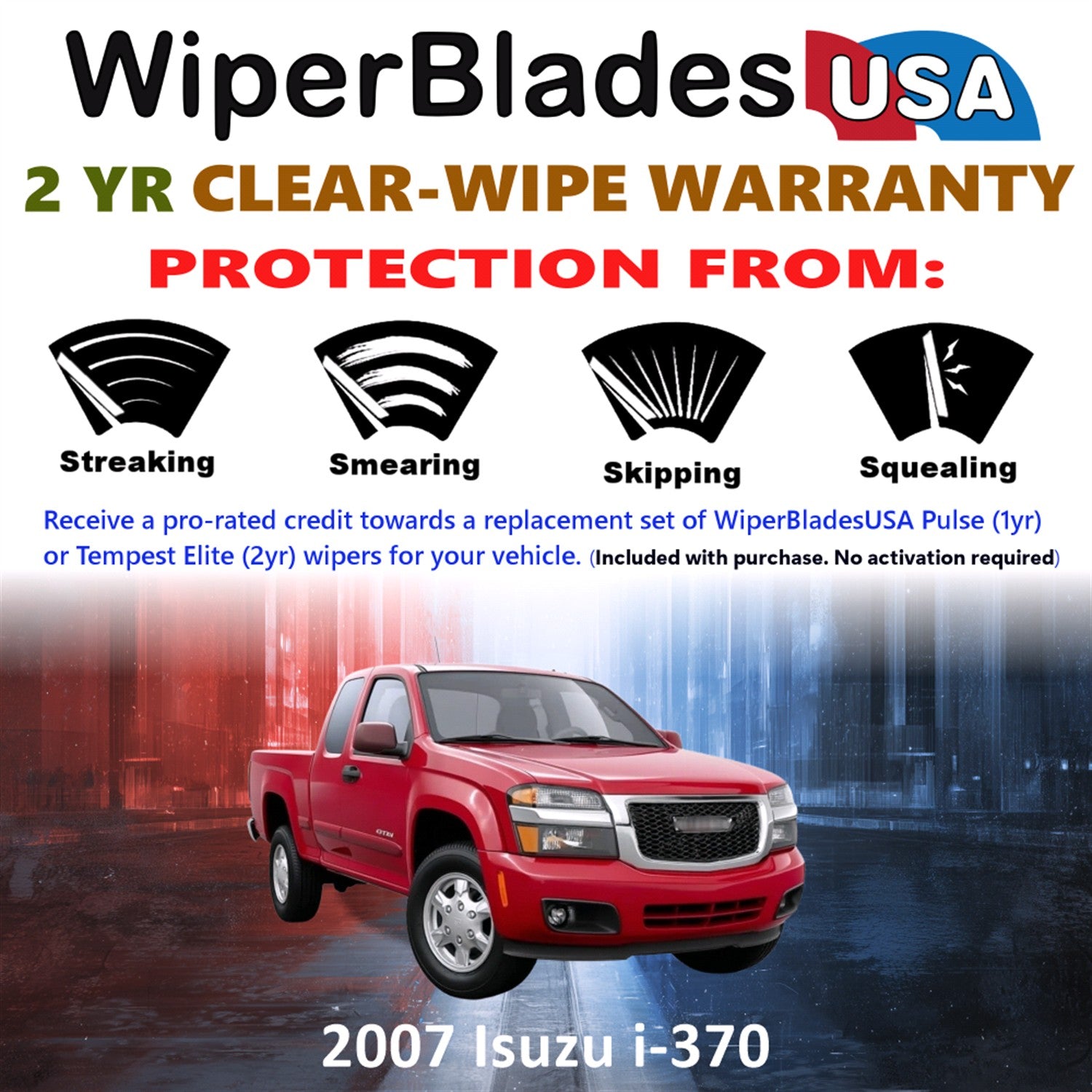 2007 Isuzu i-370 Front Wiper blades Set  Includes 2yr Wear Warranty & Free Delivery