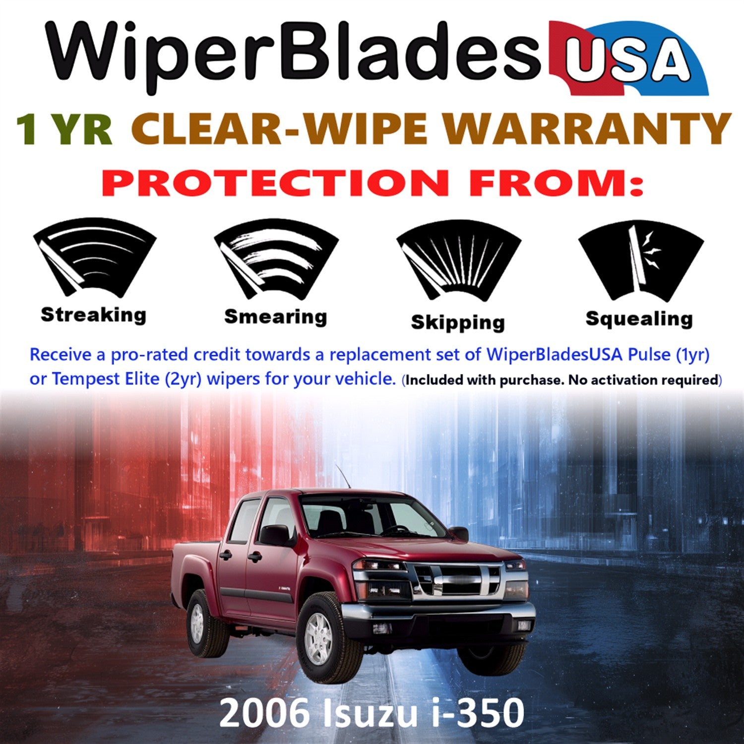 2006 Isuzu i-350 Front Wiper blades Set Includes 1yr Wear Warranty & Free Delivery