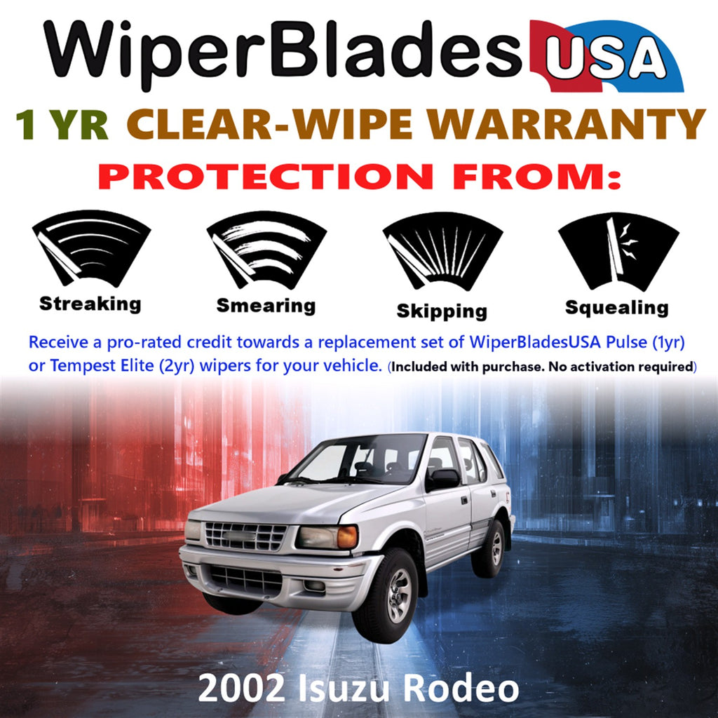 2002 Isuzu Rodeo Front Wiper blades Set Includes 1yr Wear Warranty & Free Delivery