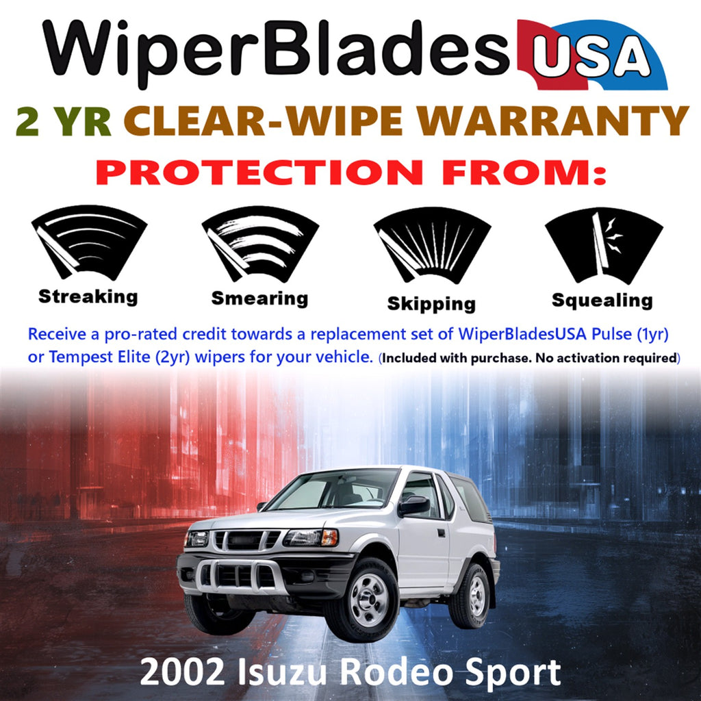 2002 Isuzu Rodeo Sport Front Wiper blades Set  Includes 2yr Wear Warranty & Free Delivery