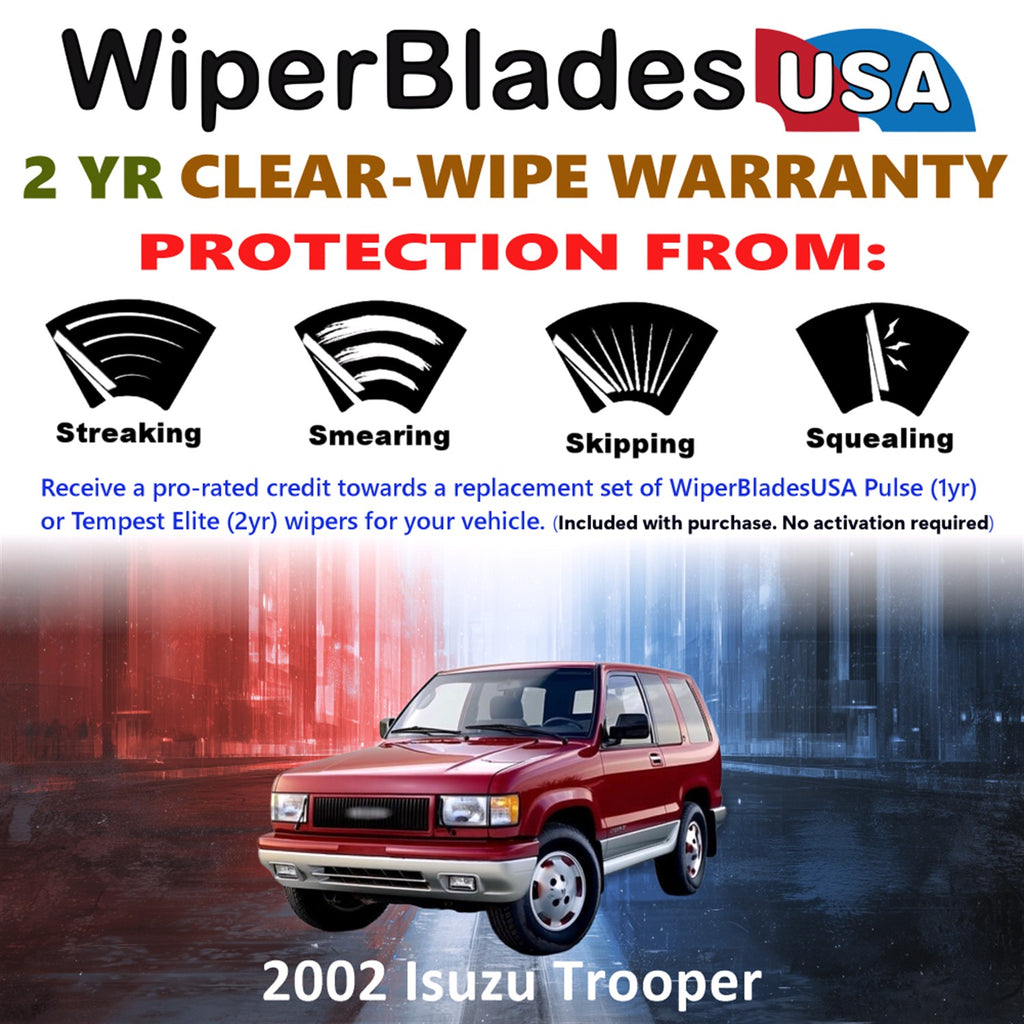 2002 Isuzu Trooper Front Wiper blades Set  Includes 2yr Wear Warranty & Free Delivery