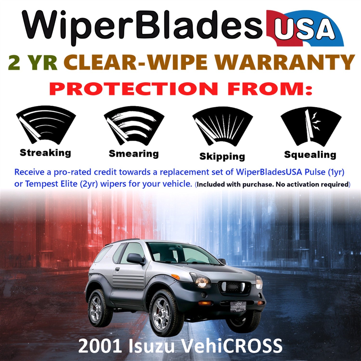 2001 Isuzu VehiCROSS Front Wiper blades Set  Includes 2yr Wear Warranty & Free Delivery