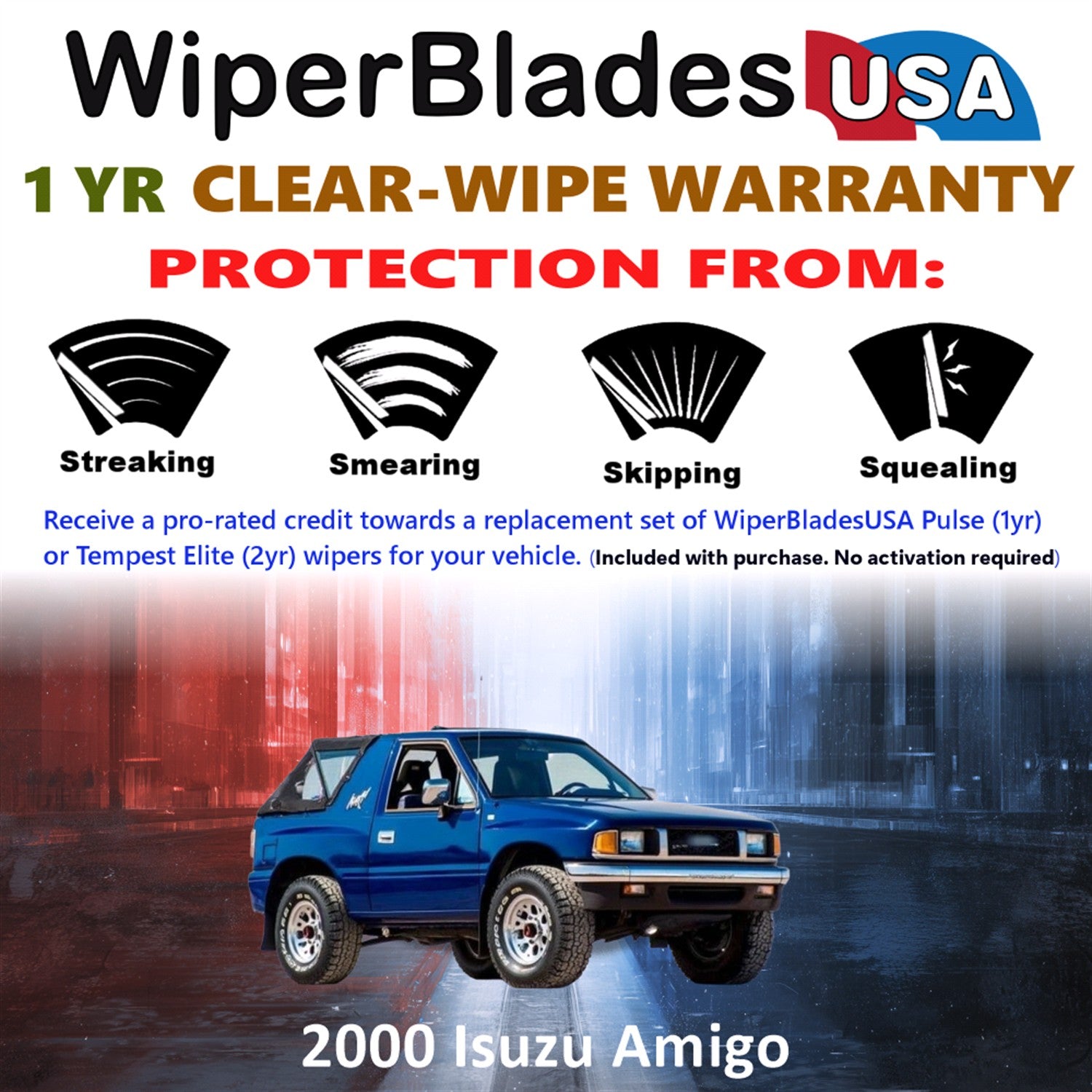 2000 Isuzu Amigo Front Wiper blades Set Includes 1yr Wear Warranty & Free Delivery