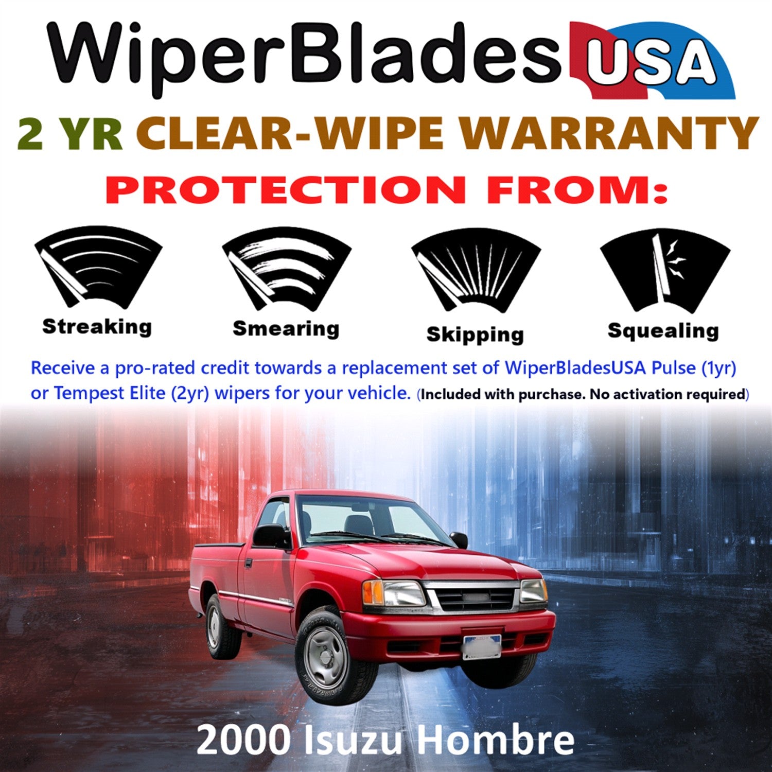 2000 Isuzu Hombre Front Wiper blades Set  Includes 2yr Wear Warranty & Free Delivery