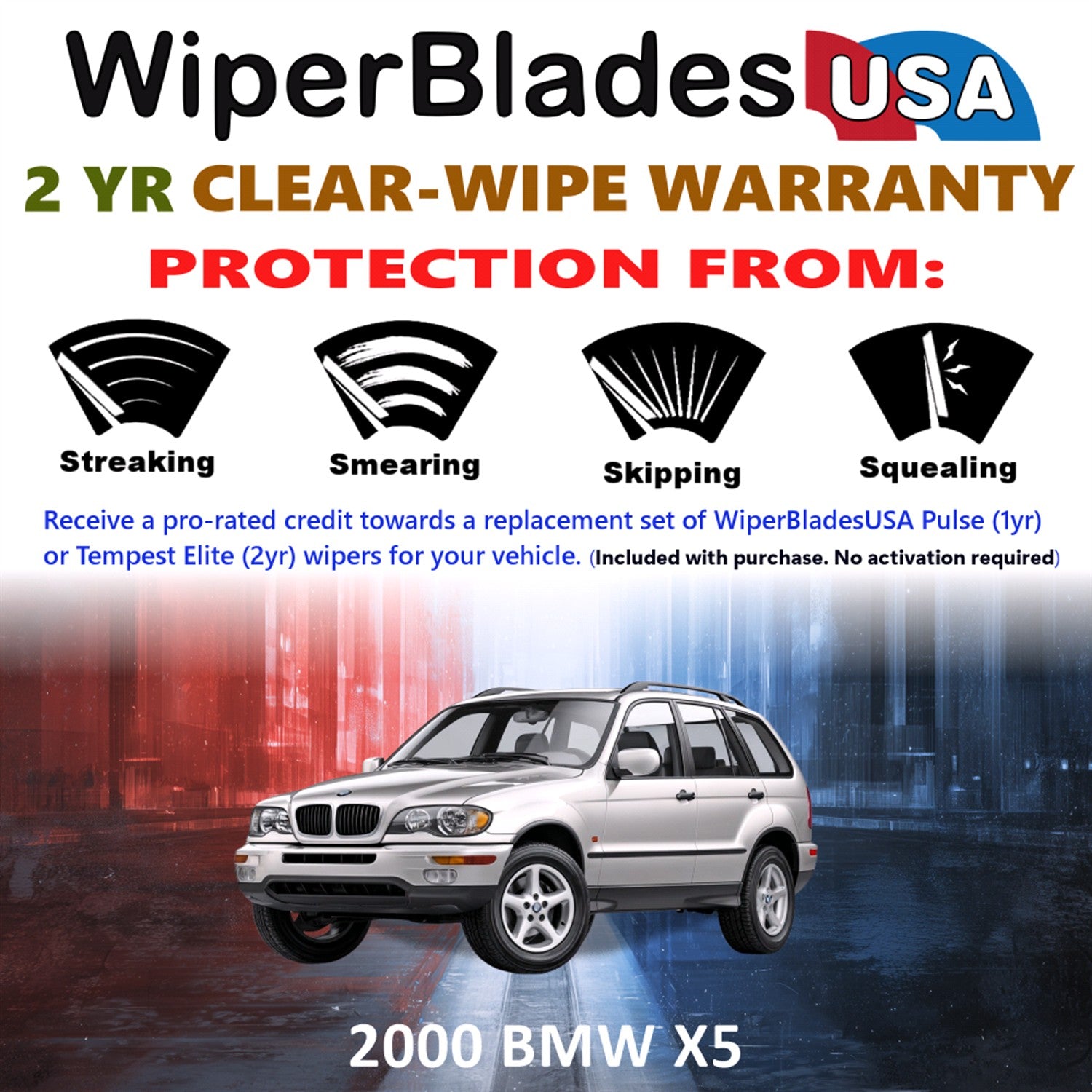 2000 BMW X5 Front Wiper blades Set  Includes 2yr Wear Warranty & Free Delivery