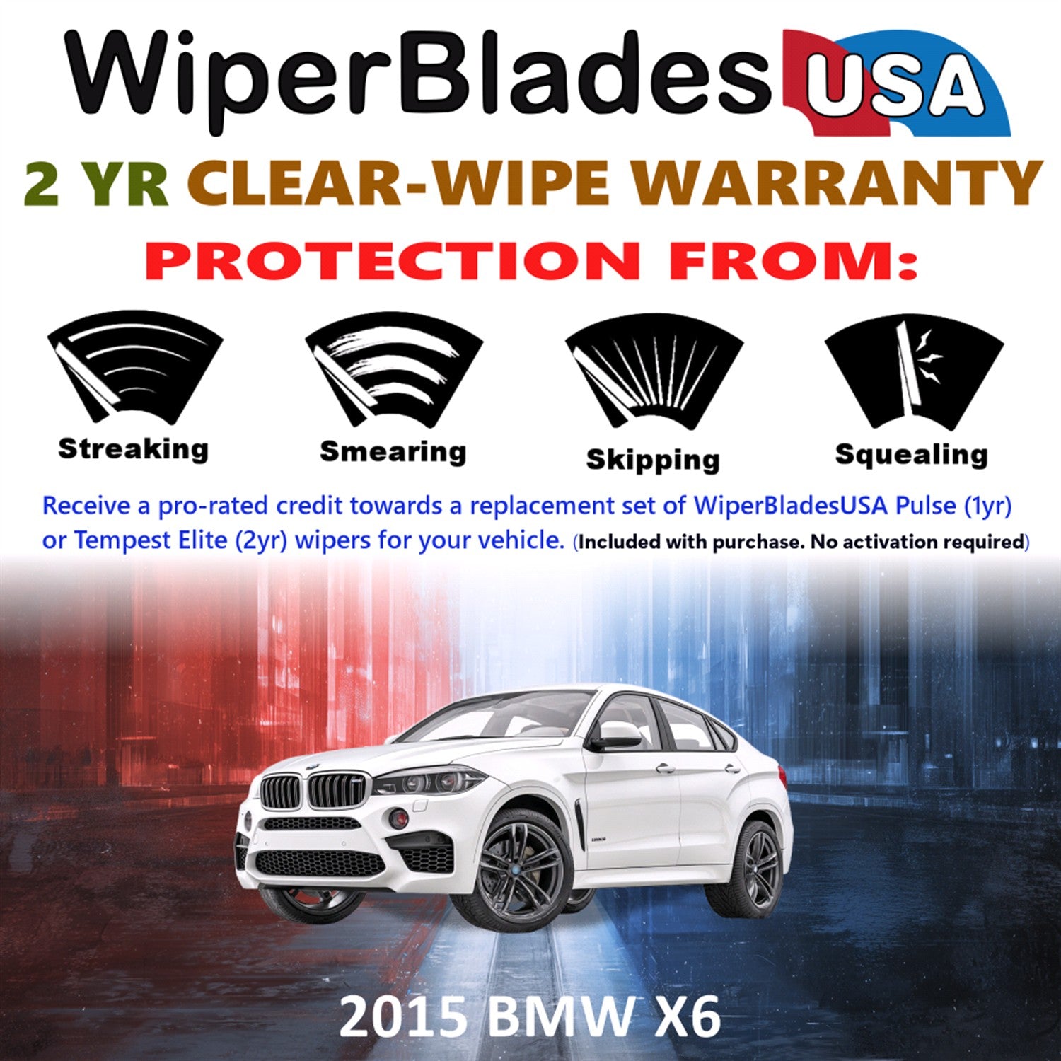 2015 BMW X6 Front Wiper blades Set  Includes 2yr Wear Warranty & Free Delivery