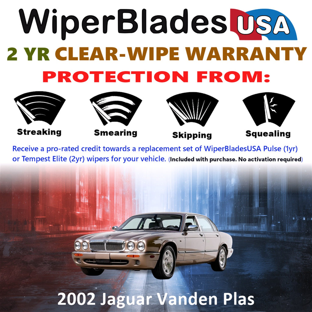 2002 Jaguar Vanden Plas Front Wiper blades Set  Includes 2yr Wear Warranty & Free Delivery