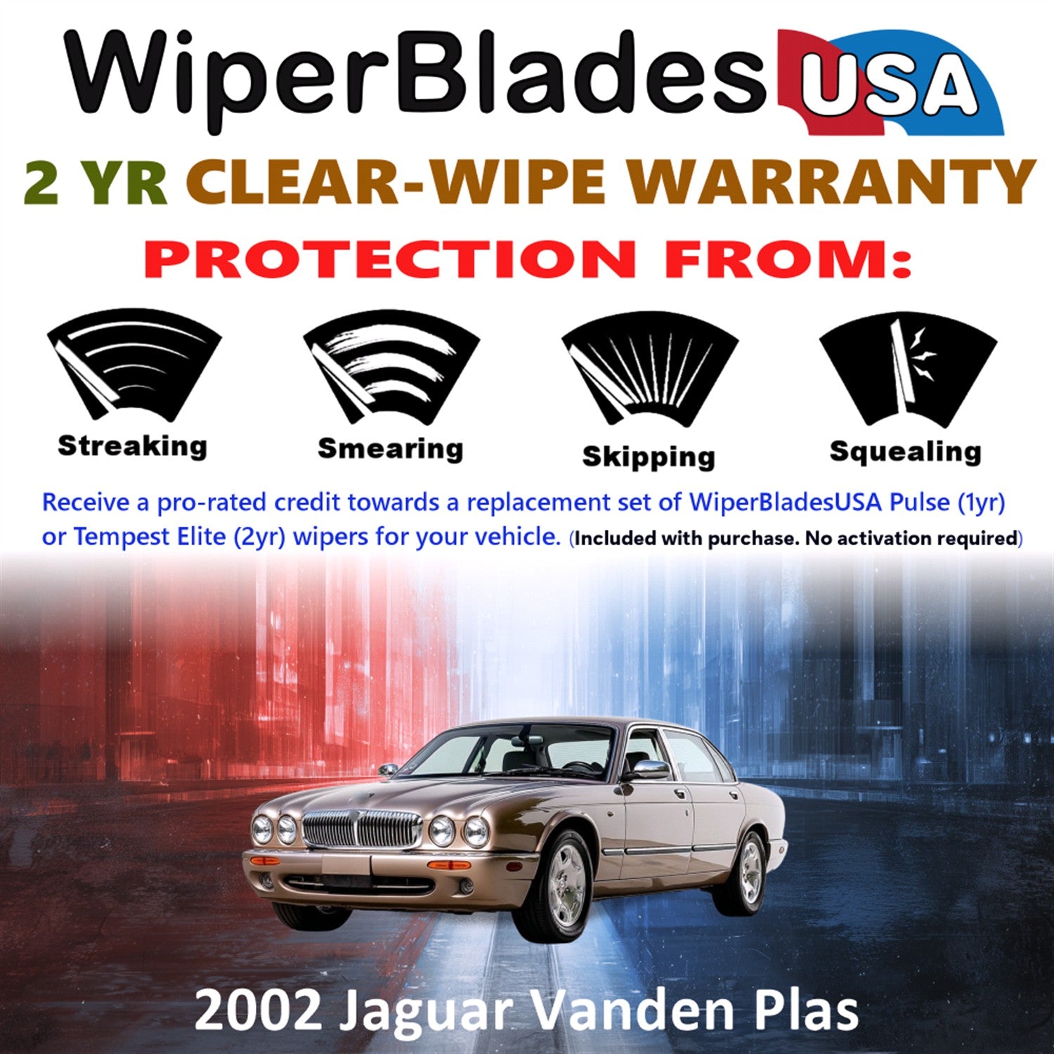 2002 Jaguar Vanden Plas Front Wiper blades Set  Includes 2yr Wear Warranty & Free Delivery